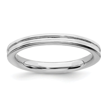Sterlingsilber Stapelbar Expressions Rhodium Gerillt Ring