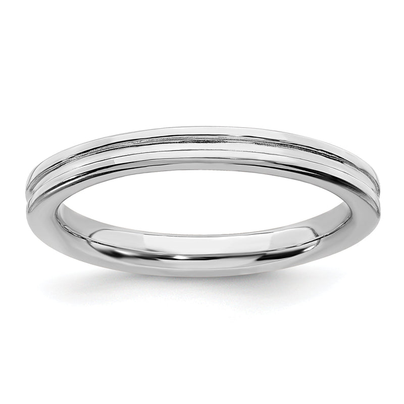 Sterlingsilber Stapelbar Expressions Rhodium Gerillt Ring