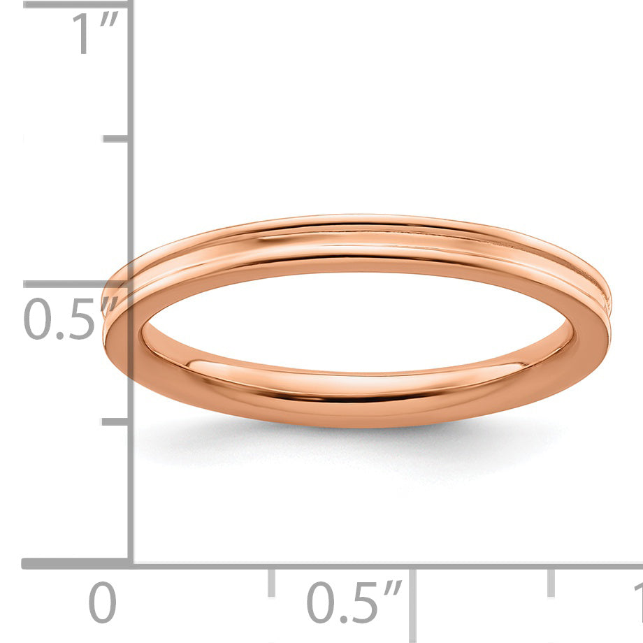 Sterlingsilber Stapelbar Expressions Rosa Beschichtet Gerillt Ring
