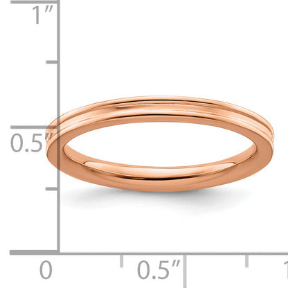 Sterlingsilber Stapelbar Expressions Rosa Beschichtet Gerillt Ring