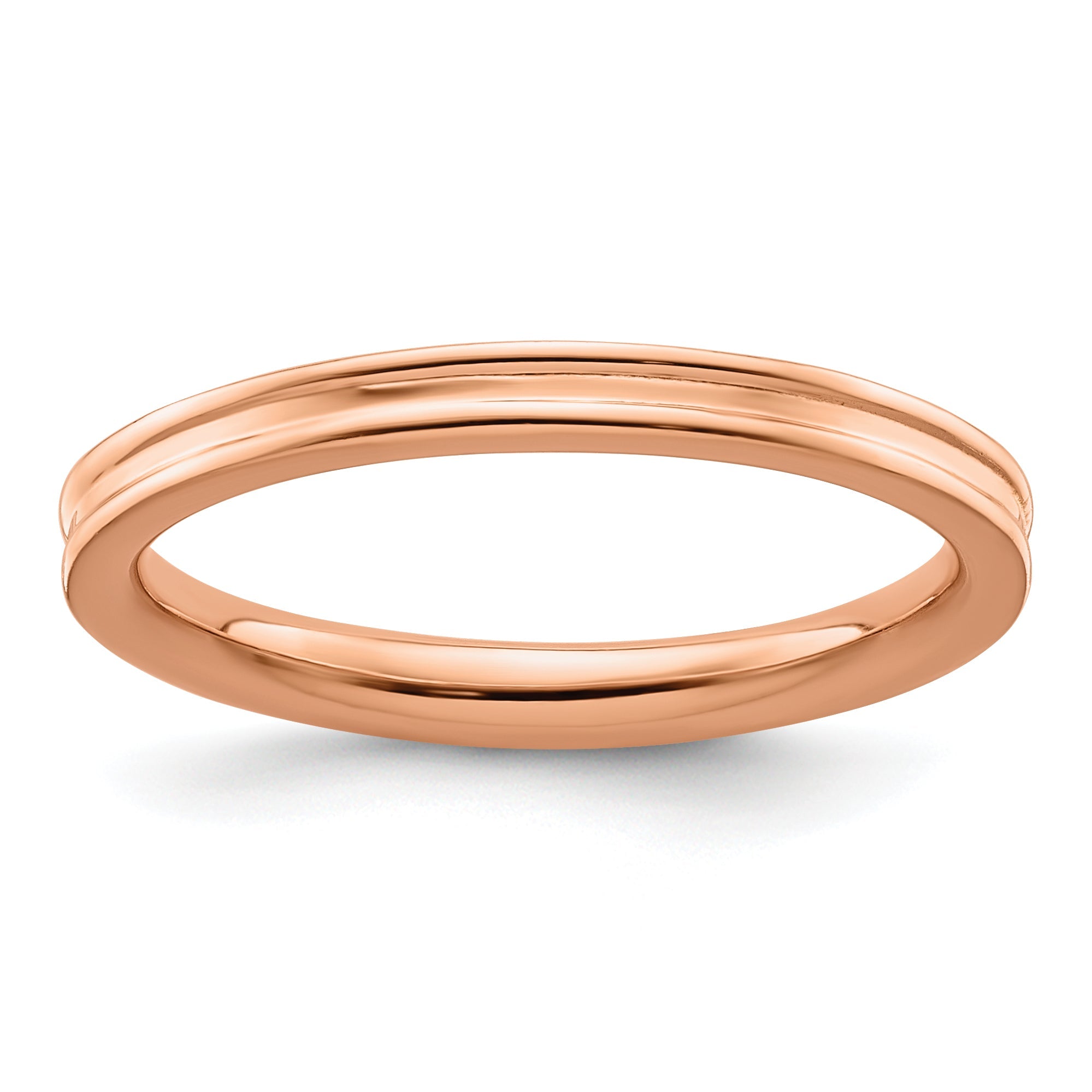 Sterlingsilber Stapelbar Expressions Rosa Beschichtet Gerillt Ring