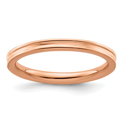 Sterlingsilber Stapelbar Expressions Rosa Beschichtet Gerillt Ring