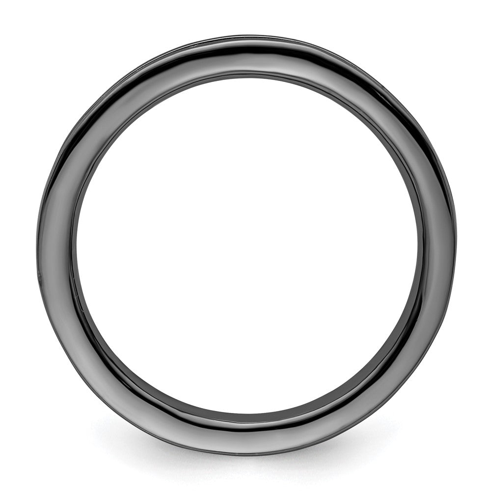Sterlingsilber Stapelbar Expressions Schwarz Beschichtet Gerillt Ring