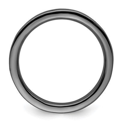 Sterlingsilber Stapelbar Expressions Schwarz Beschichtet Gerillt Ring