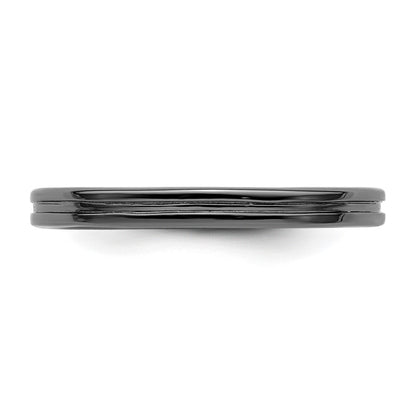 Sterlingsilber Stapelbar Expressions Schwarz Beschichtet Gerillt Ring
