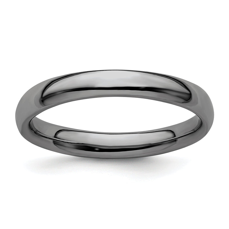 Sterlingsilber Stapelbar Expressions Schwarz Beschichtet Poliert Ring