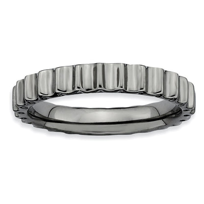 Sterlingsilber Stapelbar Expressions Schwarz Beschichtet Ring