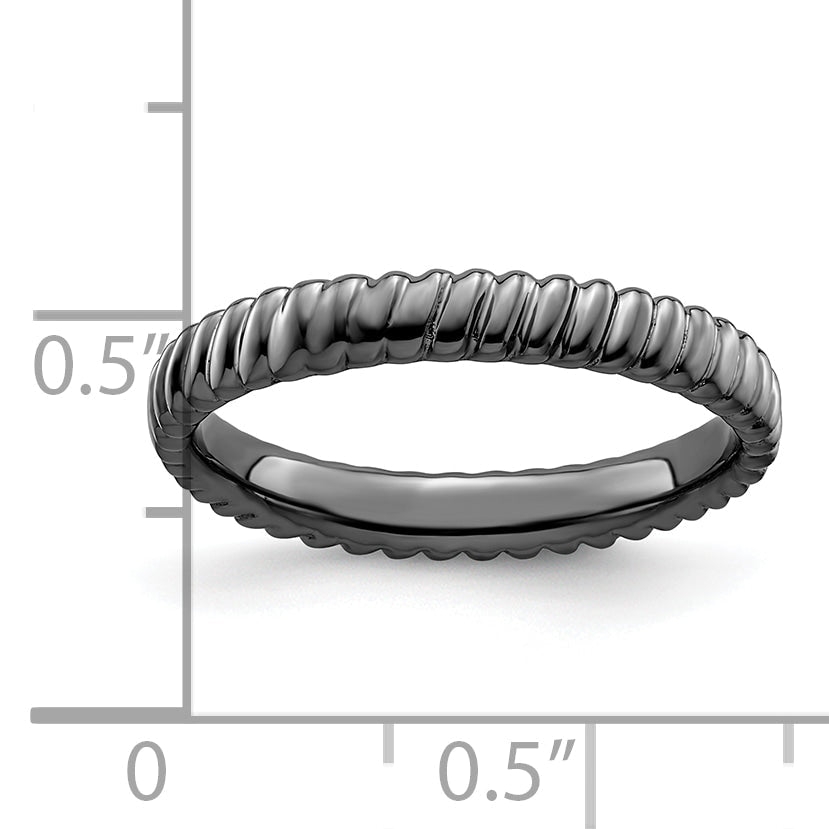 Sterlingsilber Stapelbar Expressions Schwarz Beschichtet Ring