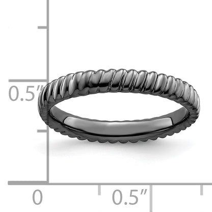 Sterlingsilber Stapelbar Expressions Schwarz Beschichtet Ring