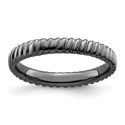 Sterlingsilber Stapelbar Expressions Schwarz Beschichtet Ring