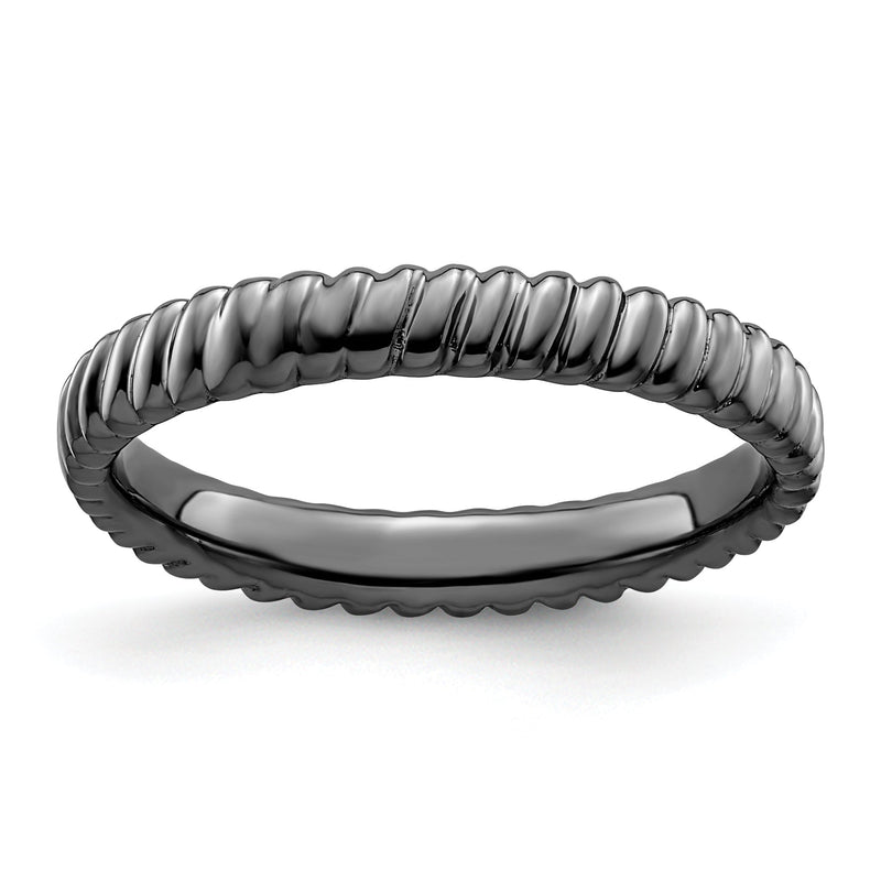 Sterlingsilber Stapelbar Expressions Schwarz Beschichtet Ring