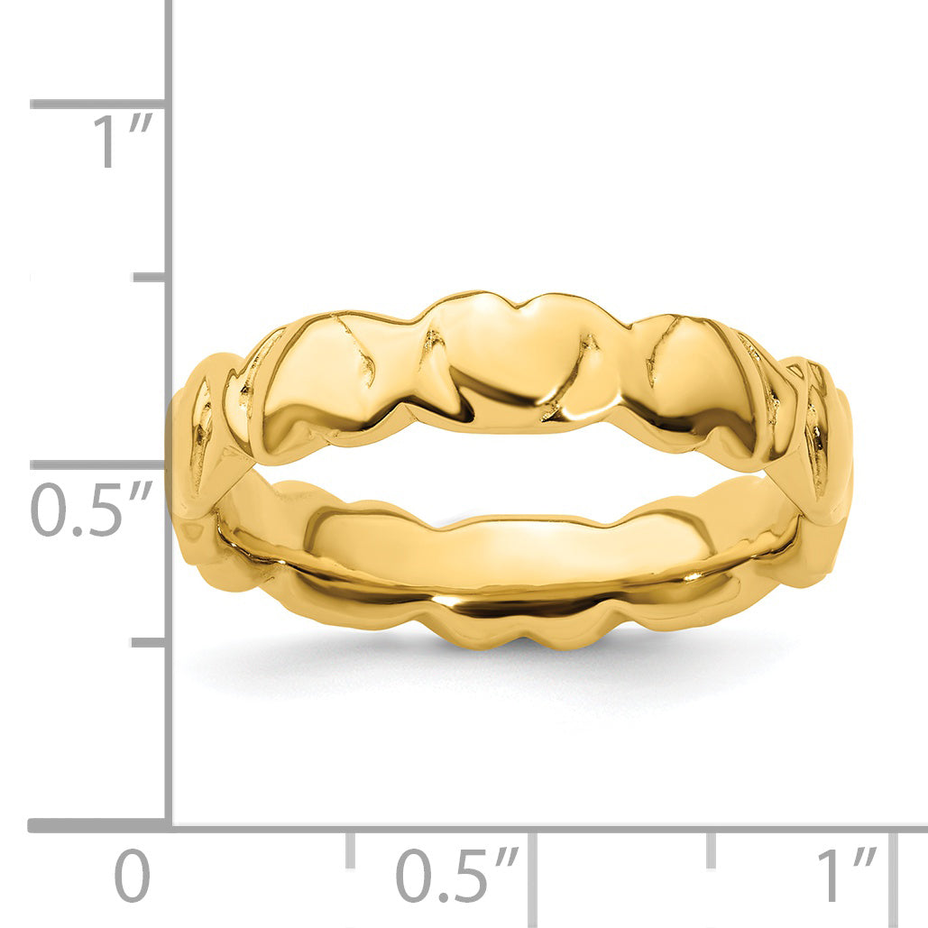 Sterlingsilber Stapelbar Expressions Vergoldet Herzen Ring