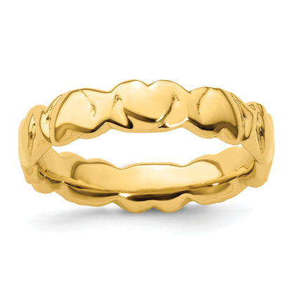 Sterlingsilber Stapelbar Expressions Vergoldet Herzen Ring