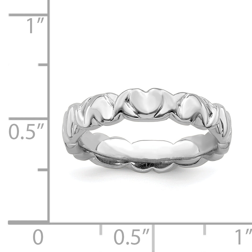 Sterlingsilber Stapelbar Expressions Rhodium Herzen Ring