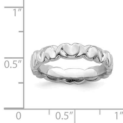 Sterlingsilber Stapelbar Expressions Rhodium Herzen Ring