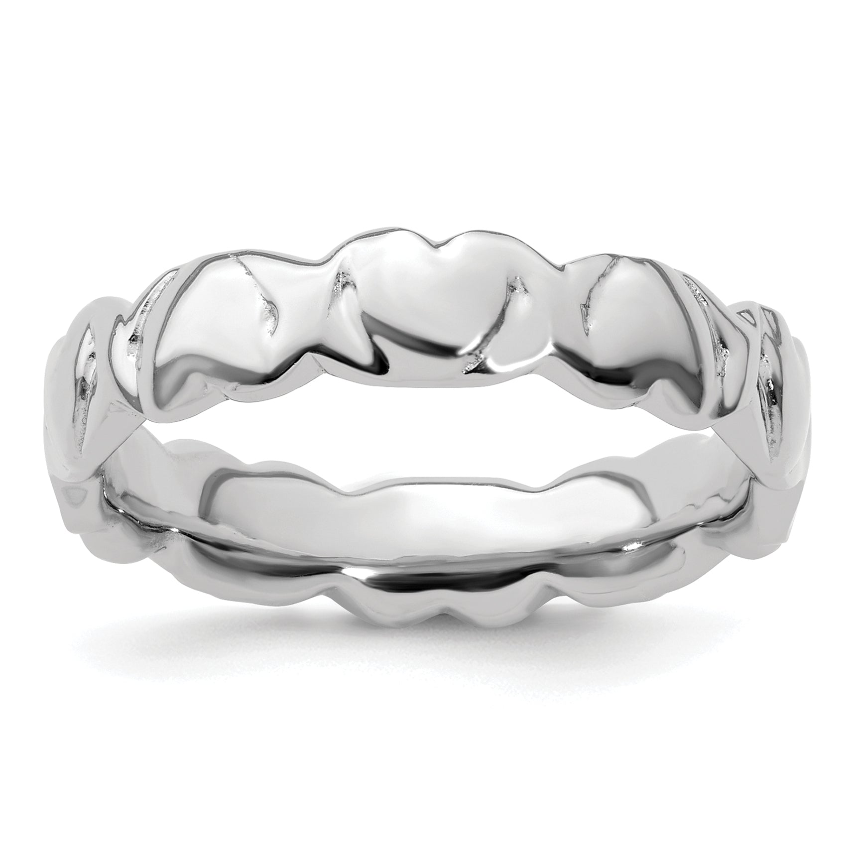Sterlingsilber Stapelbar Expressions Rhodium Herzen Ring
