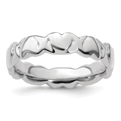 Sterlingsilber Stapelbar Expressions Rhodium Herzen Ring
