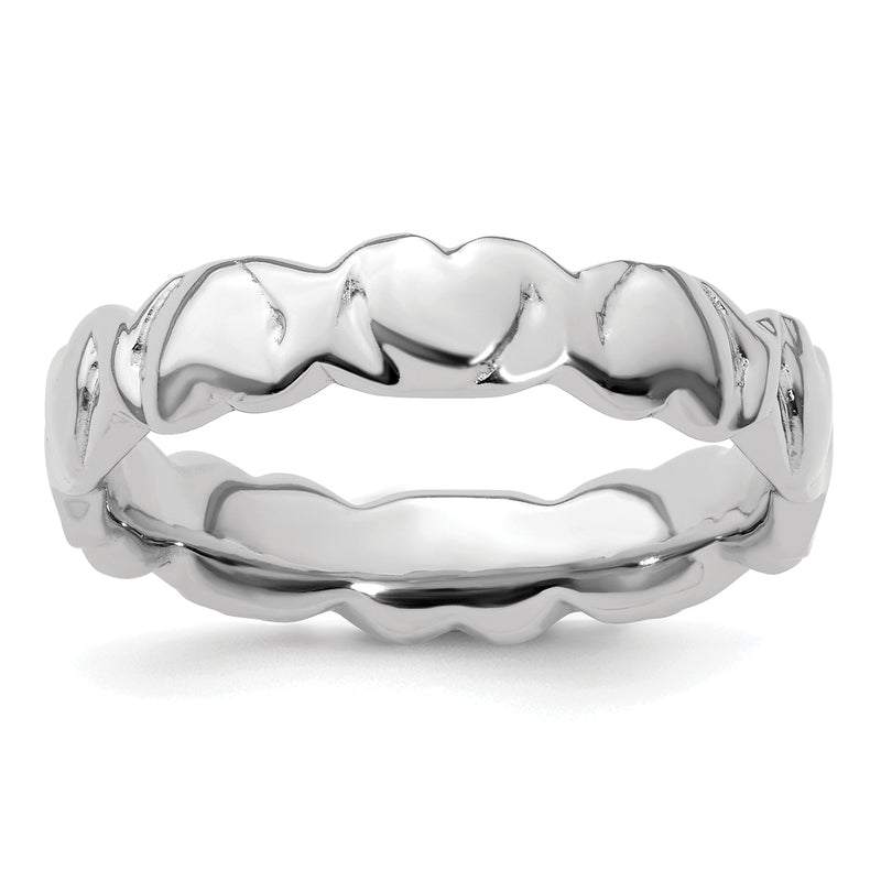 Sterlingsilber Stapelbar Expressions Rhodium Herzen Ring