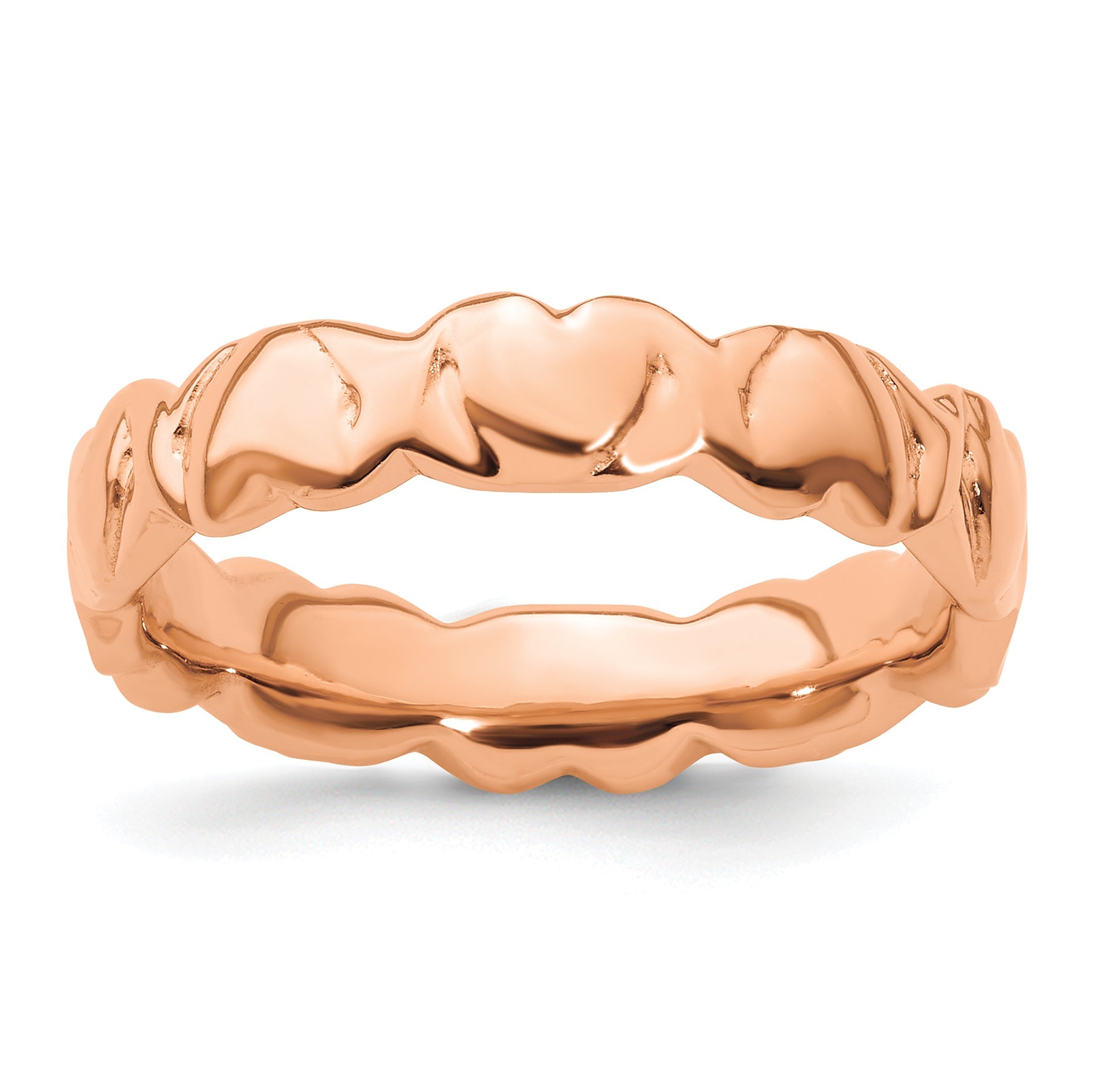 Sterlingsilber Stapelbar Expressions Rosa Beschichtet Herzen Ring
