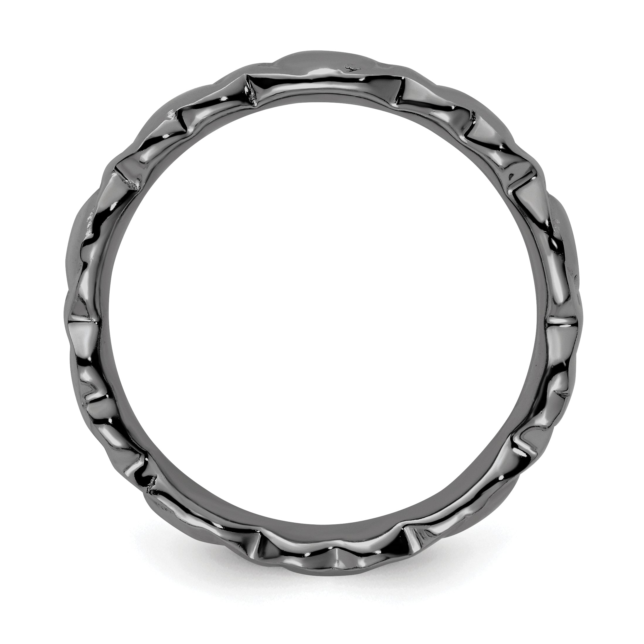 Sterlingsilber Stapelbar Expressions Schwarz Beschichtet Herzen Ring