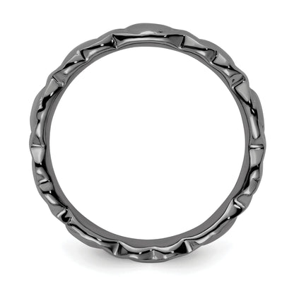 Sterlingsilber Stapelbar Expressions Schwarz Beschichtet Herzen Ring