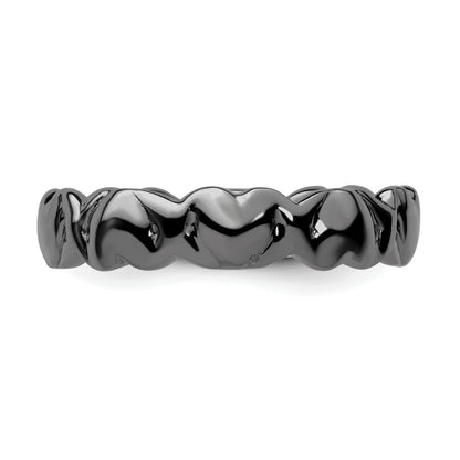 Sterlingsilber Stapelbar Expressions Schwarz Beschichtet Herzen Ring