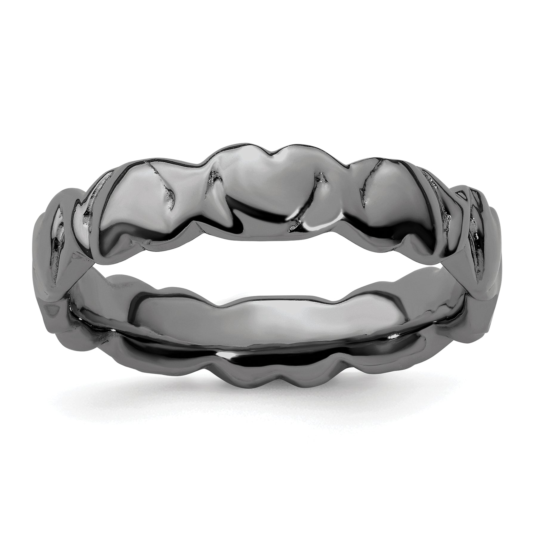 Sterlingsilber Stapelbar Expressions Schwarz Beschichtet Herzen Ring