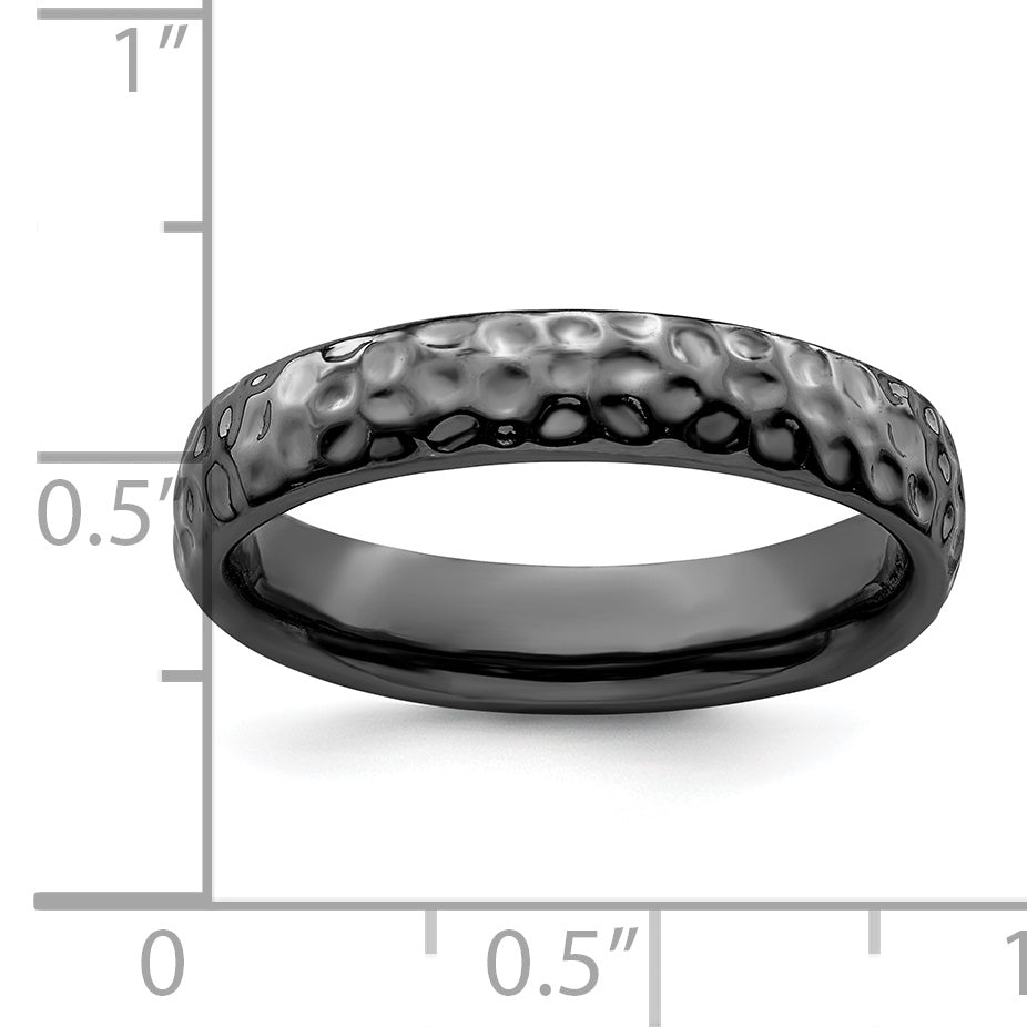 Sterlingsilber Stapelbar Expressions Schwarz Beschichtet Ring