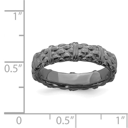 Sterlingsilber Stapelbar Expressions Schwarz Beschichtet Ring