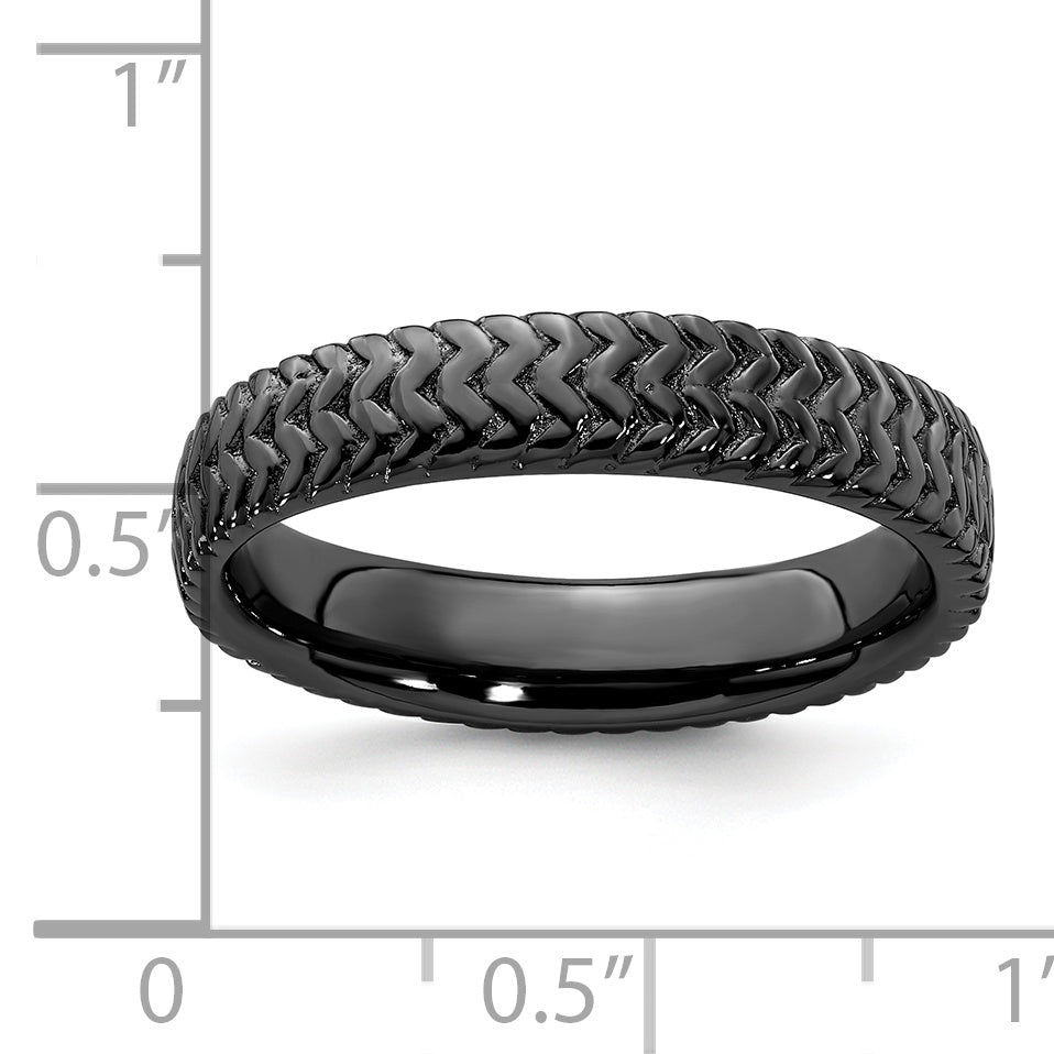 Sterlingsilber Stapelbar Expressions Schwarz Beschichtet Ring