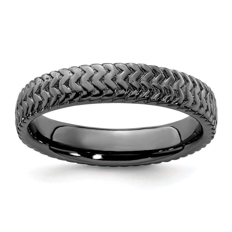 Sterlingsilber Stapelbar Expressions Schwarz Beschichtet Ring