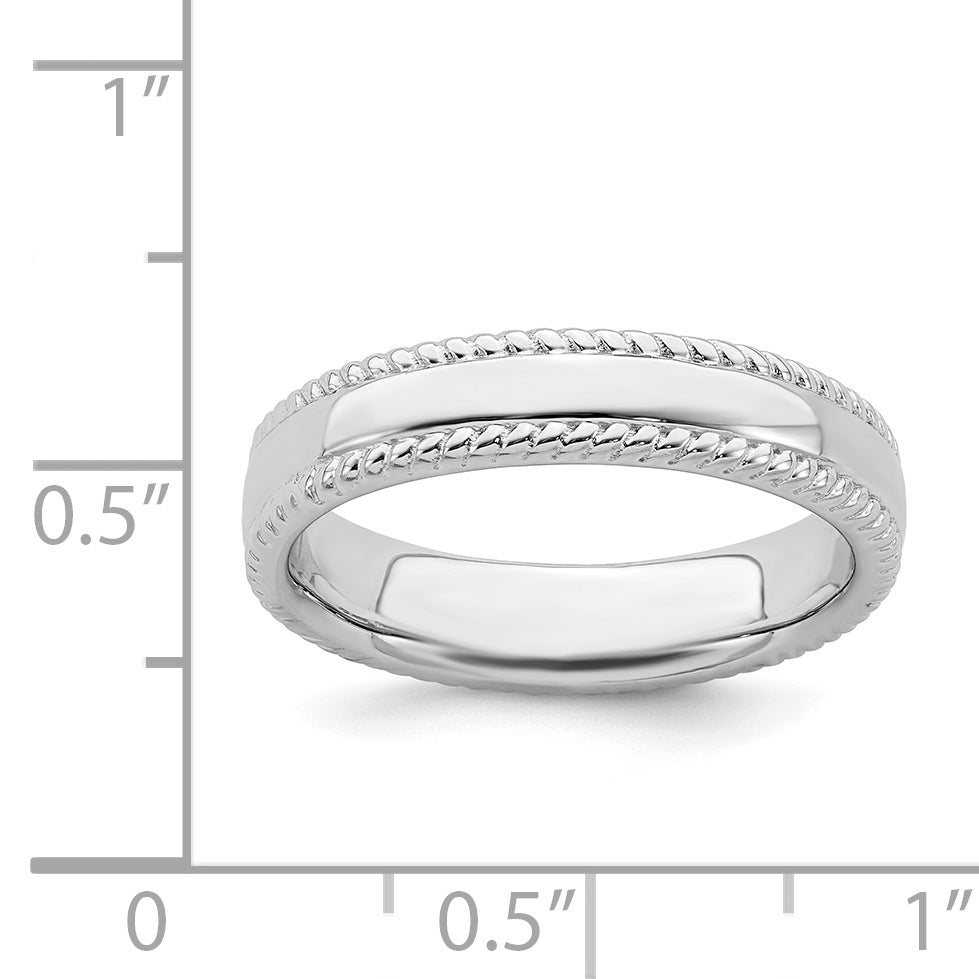 Sterlingsilber Stapelbar Expressions Rhodium Ring