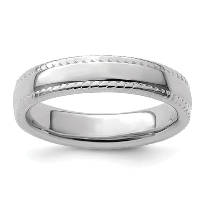 Sterlingsilber Stapelbar Expressions Rhodium Ring