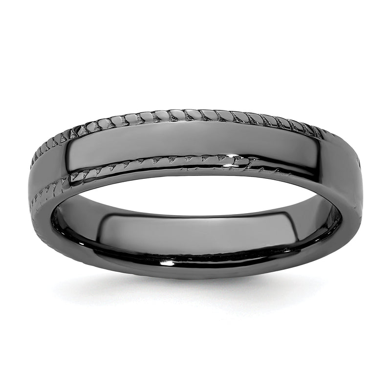 Sterlingsilber Stapelbar Expressions Schwarz Beschichtet Ring