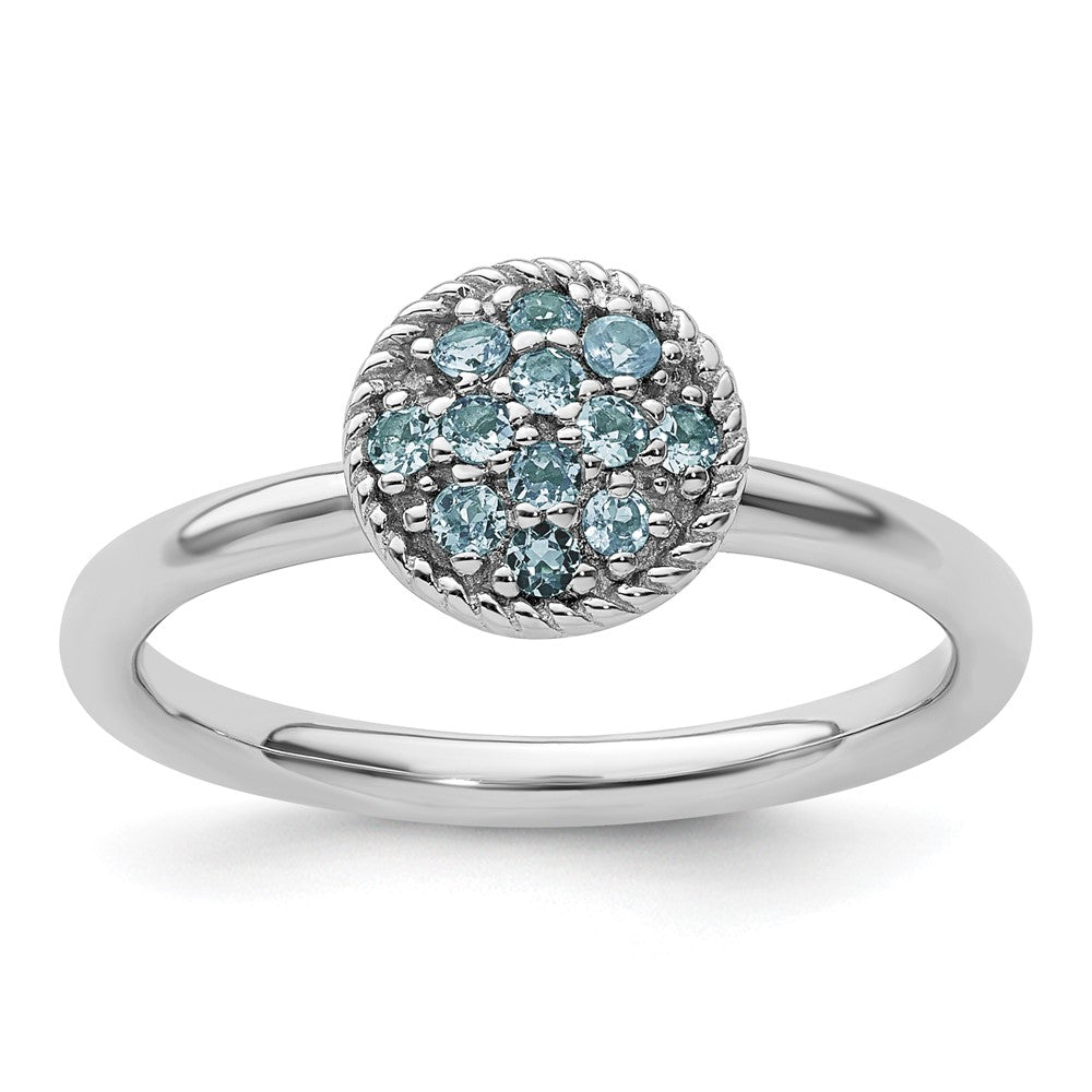 Sterlingsilber Stapelbar Expressions Blautopas Rhodium Ring