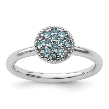 Sterlingsilber Stapelbar Expressions Blautopas Rhodium Ring