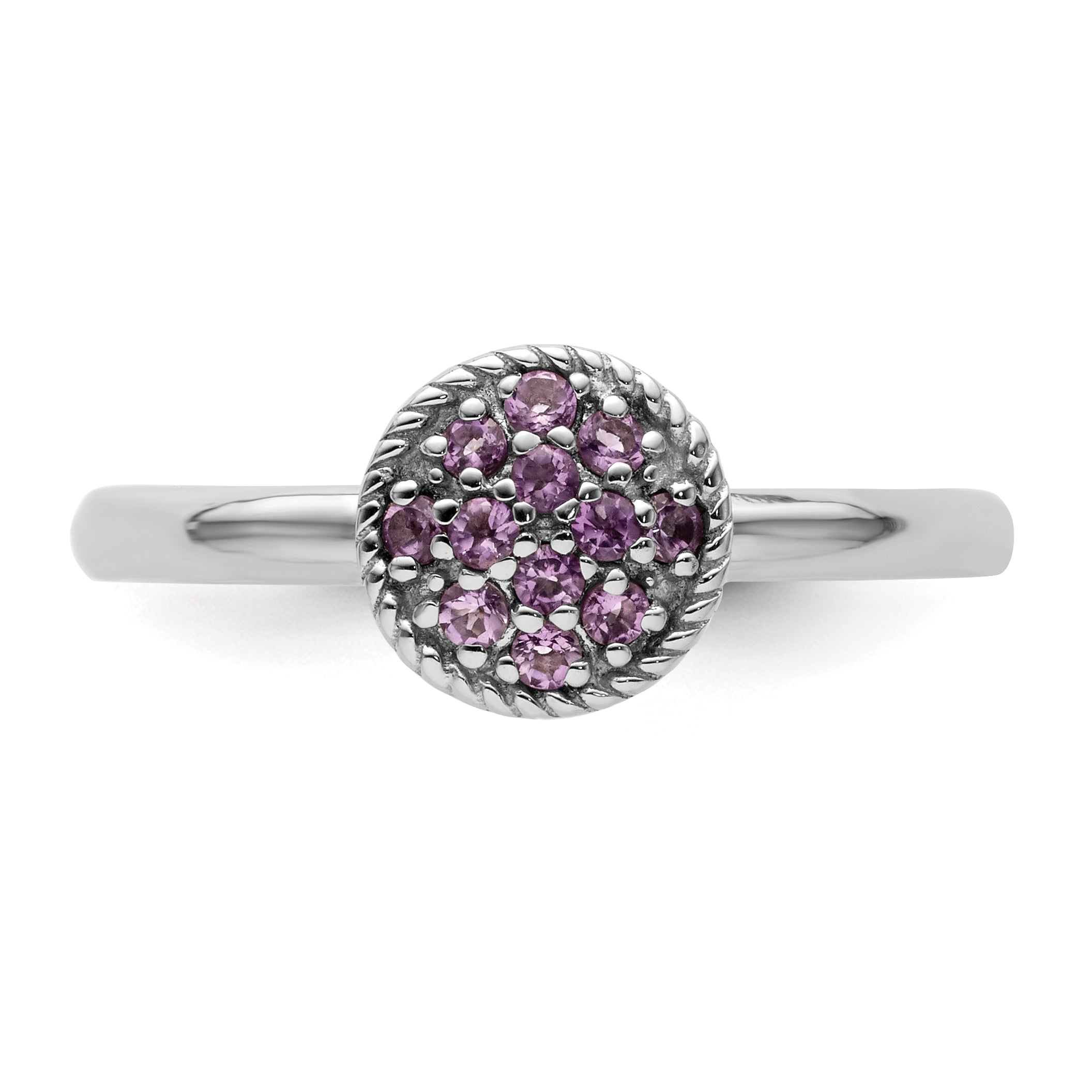 Sterlingsilber Stapelbar Expressions Amethyst Rhodium Ring