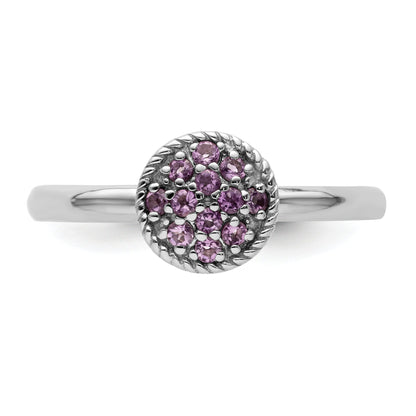 Sterlingsilber Stapelbar Expressions Amethyst Rhodium Ring