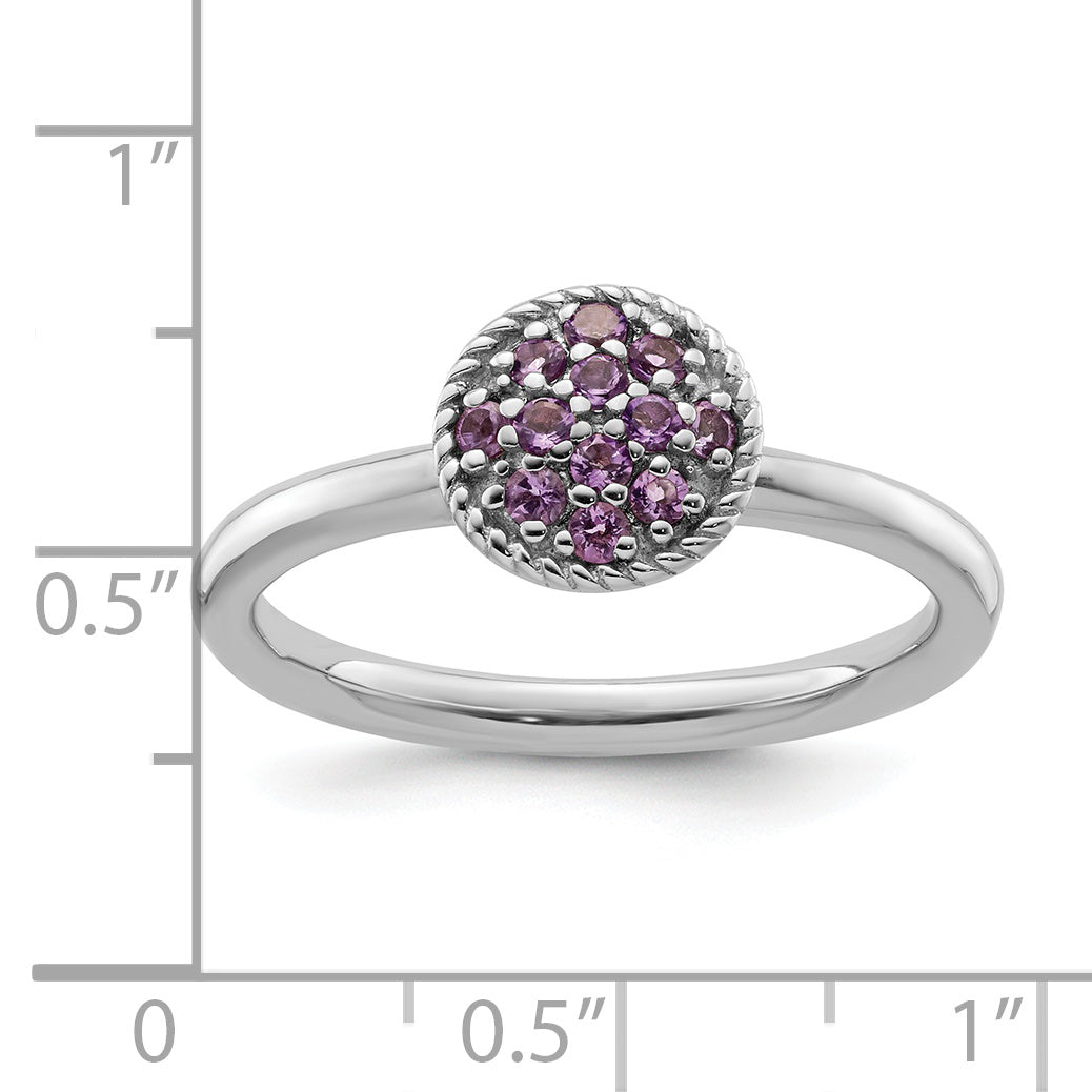 Sterlingsilber Stapelbar Expressions Amethyst Rhodium Ring