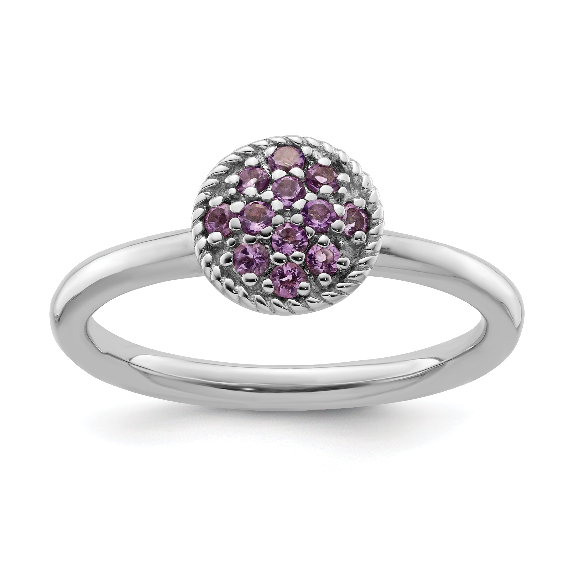 Sterlingsilber Stapelbar Expressions Amethyst Rhodium Ring