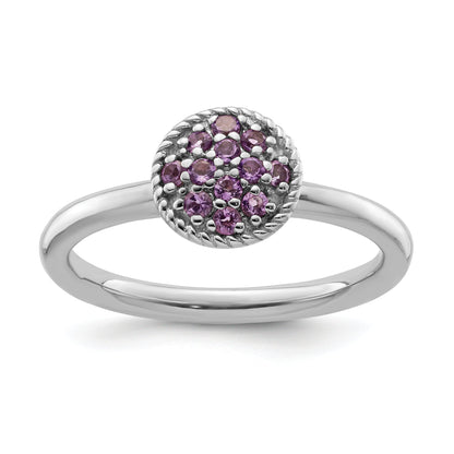 Sterlingsilber Stapelbar Expressions Amethyst Rhodium Ring