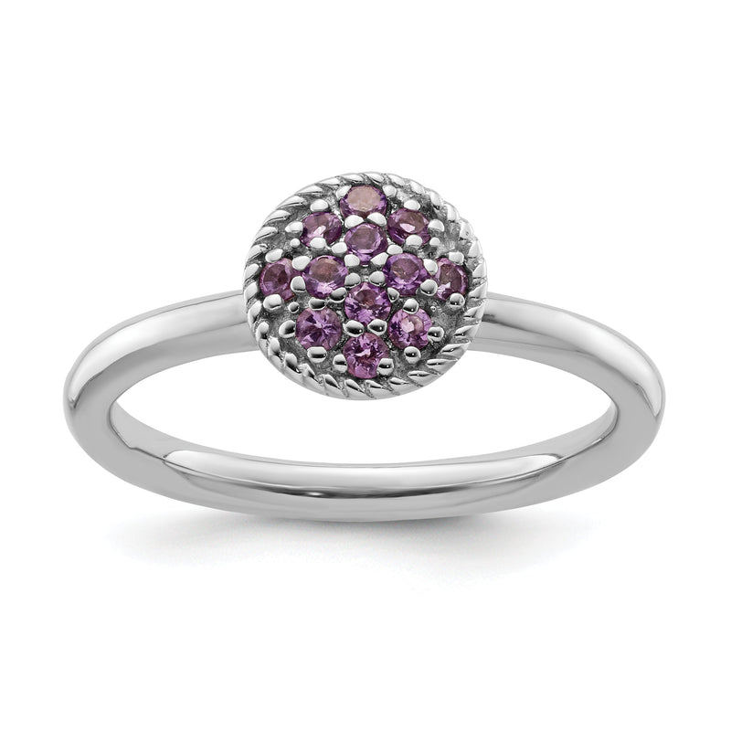 Sterlingsilber Stapelbar Expressions Amethyst Rhodium Ring