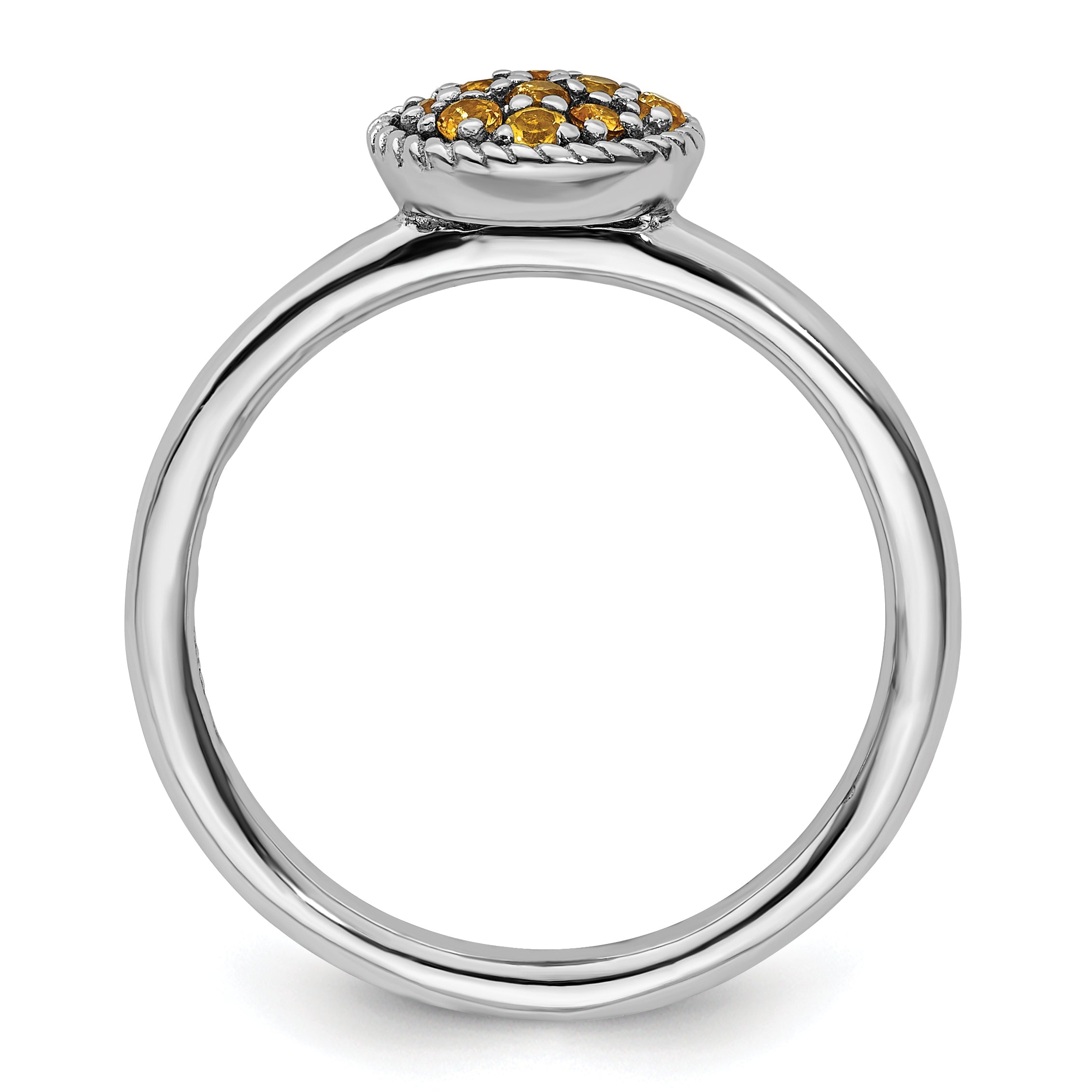 Sterlingsilber Stapelbar Expressions Citrin Rhodium Ring