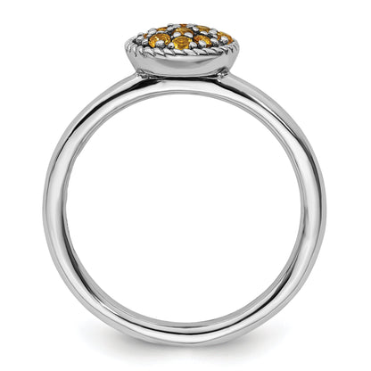 Sterlingsilber Stapelbar Expressions Citrin Rhodium Ring