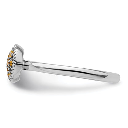 Sterlingsilber Stapelbar Expressions Citrin Rhodium Ring