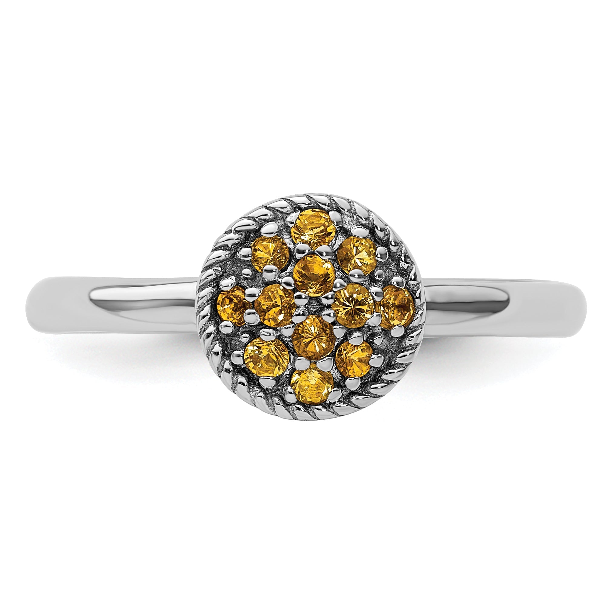 Sterlingsilber Stapelbar Expressions Citrin Rhodium Ring