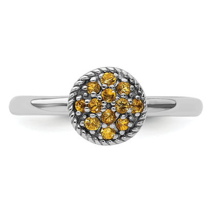Sterlingsilber Stapelbar Expressions Citrin Rhodium Ring