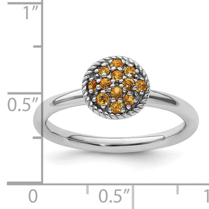 Sterlingsilber Stapelbar Expressions Citrin Rhodium Ring