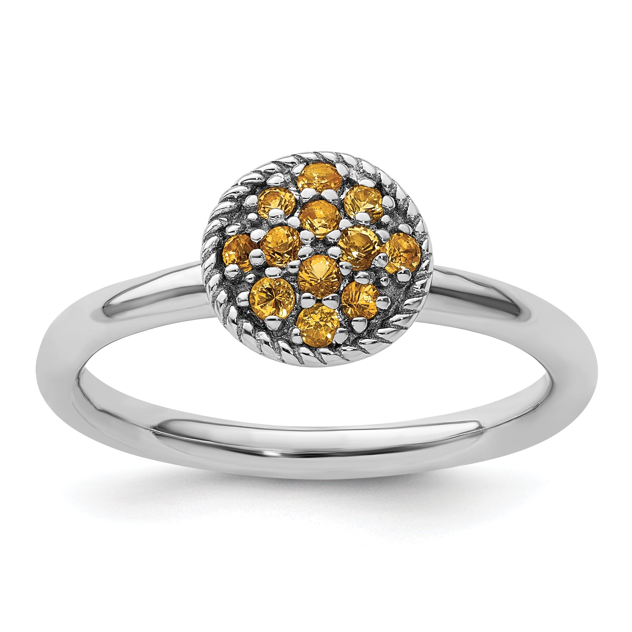 Sterlingsilber Stapelbar Expressions Citrin Rhodium Ring