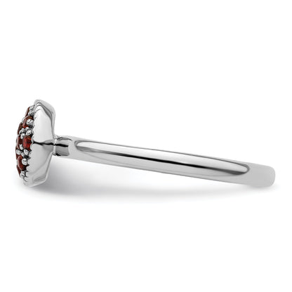 Sterlingsilber Stapelbar Expressions Granat Rhodium Ring